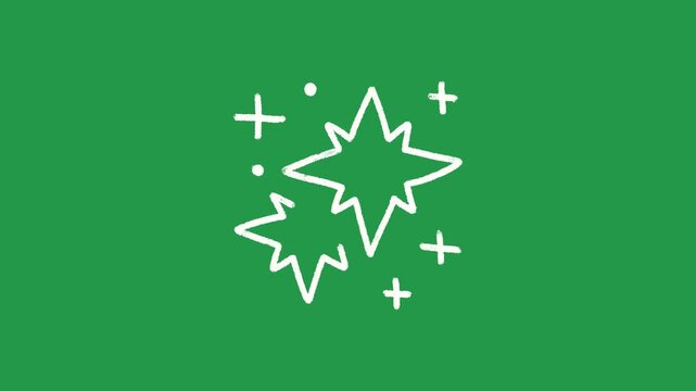 Hand Drawn Magic Sparkle and Twinkle Star Animation on Green Screen Overlay