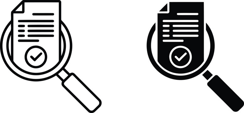 Magnifying glass checking verified vector illustration.
