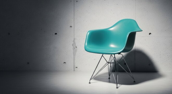Iconic Mid-Century Modern Eames Style Chair with Eiffel Legs in Turquoise, Modern Interior Design