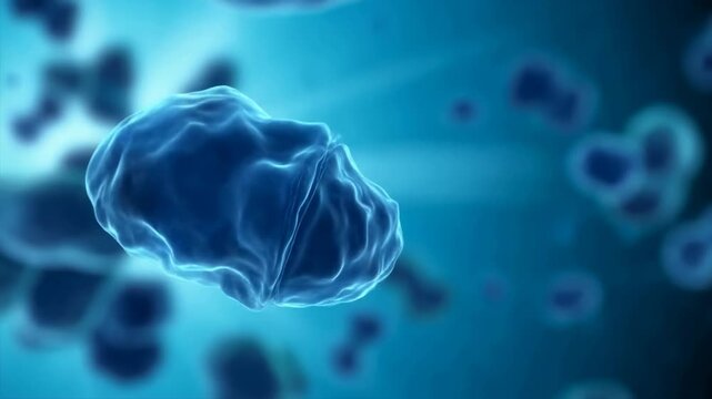 Dynamic split and merge of blue cells in a luminous microcosm environment