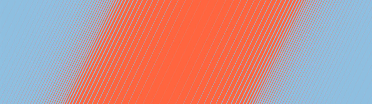 Abstract geometric brutalism striped background, Halftone gradient texture thick to thin diagonal line, Fade oblique stripe gradation minimalistic ornament, Orange to Blue slanted pattern backdrop
