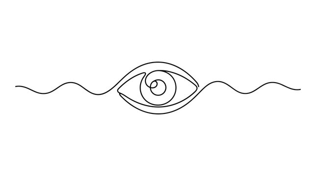 Minimalist single line art of an eye with minimalist continuous creative perception illustration