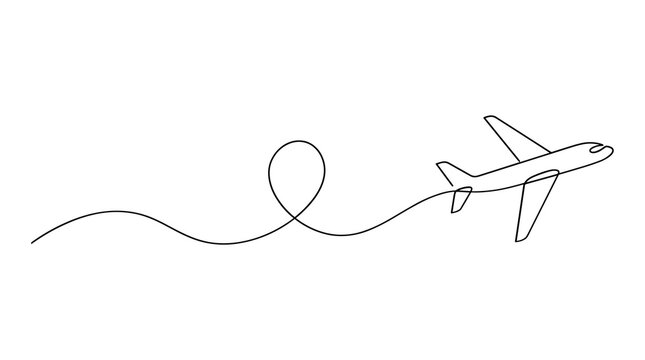 Airplane flying with a dotted flight path trail airplane aviation transport aircraft adventure
