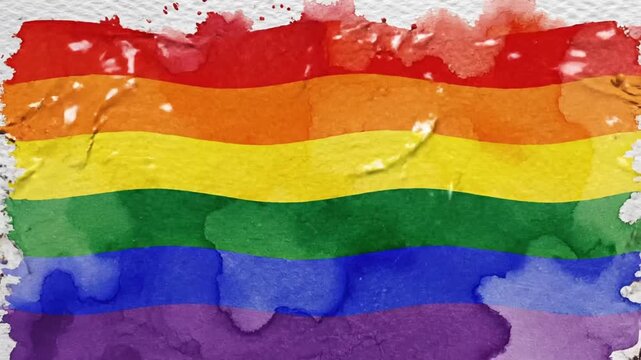 Colorful pride rainbow LGBT flag watercolor animation loop for celebration and awareness events