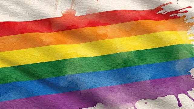 Explore pride rainbow LGBT flag watercolor animation loop with vibrant colors and smooth motion for celebration events and awareness