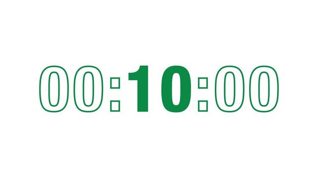 Sporty 15-second countdown timer in bold green type on white, with the seconds in solid fill and minutes and centiseconds in outline, evoking the high-energy aesthetic of premium sports branding.