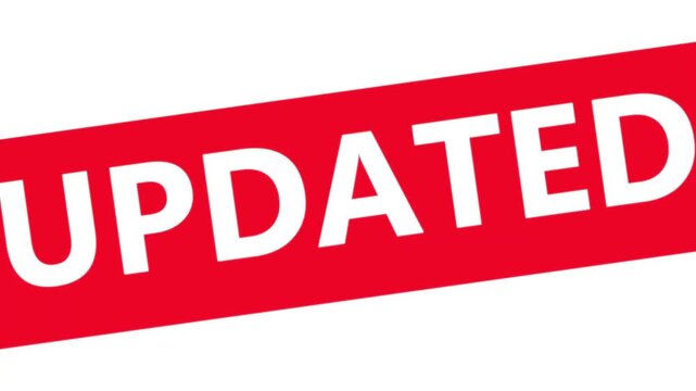 Updated Red Stamp Text Banner, New Version Announcement Video Graphic