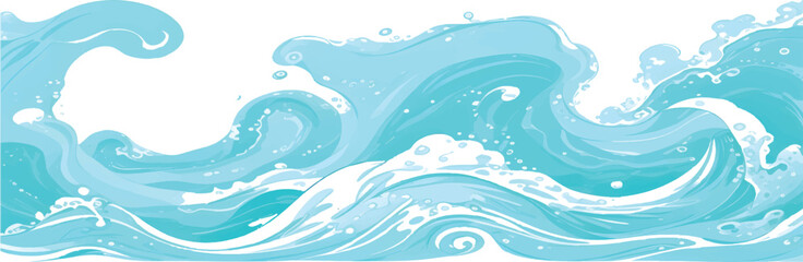 Abstract blue watercolor waves illustration flowing sea or ocean water background perfect for summer designs and aquatic themes © FS creation