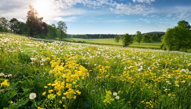 swedish summer meadow buttercups and cow parsley scandinavian midsummer