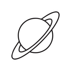 Planet With Rings Silhouette Black And White Line Art Illustration © Jumar