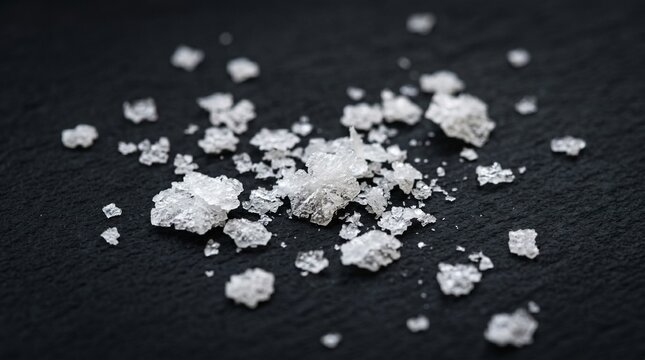 Gourmet Sea Salt Crystals on Black Background