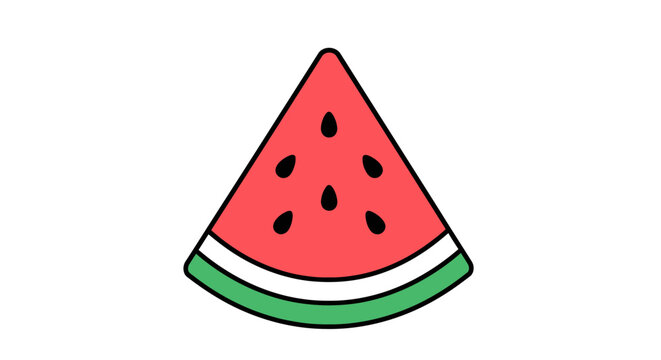 Colorful stylized watermelon slice graphic illustration.