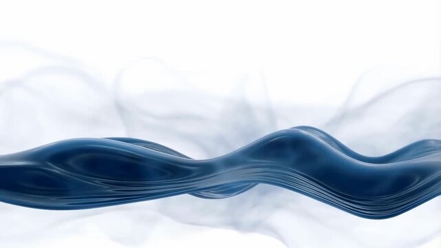 Flowing blue wave pattern animation on white background in motion sequence