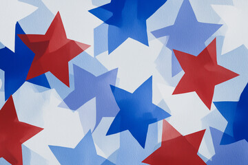 Fototapeta premium Abstract American stars, futuristic patriotic design, geometric red white blue elements