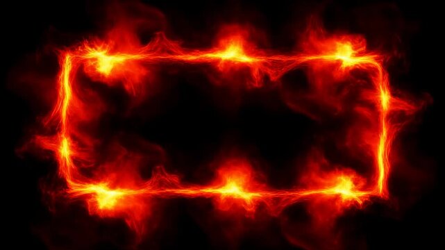 Fiery rectangle animation: dynamic flames forming a glowing frame