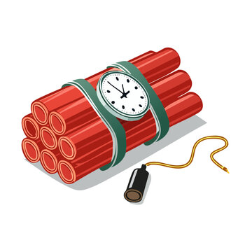 Dynamite stick bomb with clock and detonator