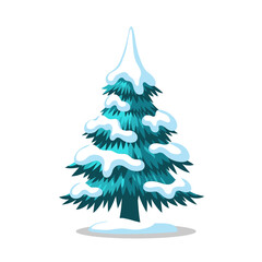 Fototapeta premium Snowy Evergreen Christmas Tree.