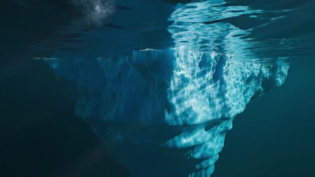 Explore tip of the iceberg with underwater views in clear blue waters and stunning animations of ice formations