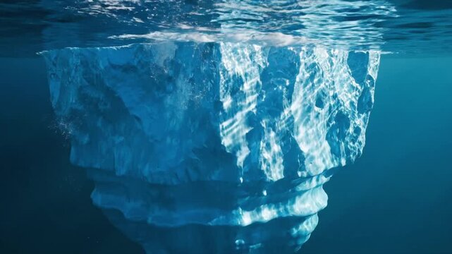 Watch tip of the iceberg animation with underwater effects from VSRExport in clear view of the sea and sky
