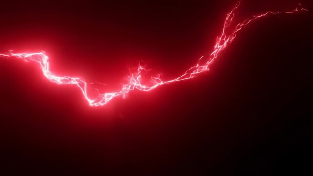 Dynamic red electric currents pulsating and crisscrossing in abstract dark background