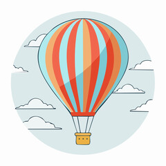 Naklejka premium Flat design hot air balloon with clouds in the sky