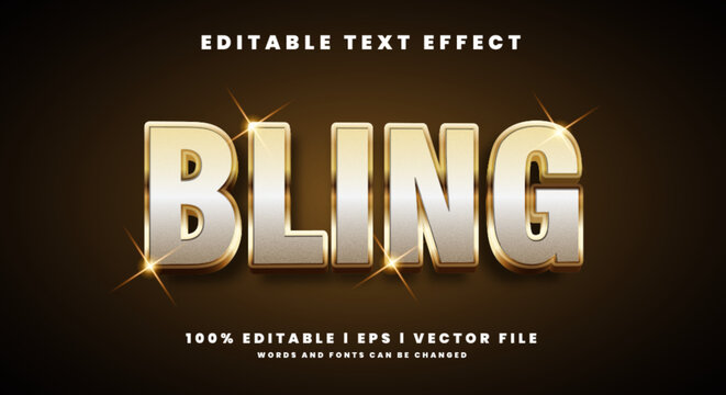 bling 3d vector text effect with modern style design