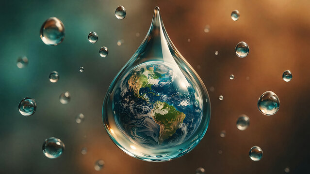 Earth Inside a Water Droplet