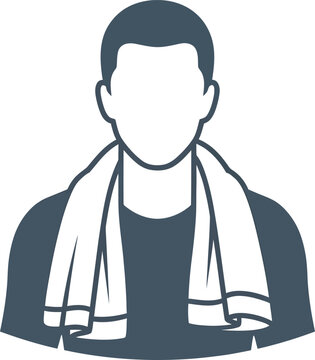 Man with towel around neck after workout vector illustration, exercise