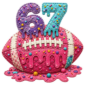 Colorful 63 celebration number cake with flowers isolated on transparent background