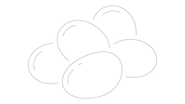 Hand drawn sketch of a group of eggs isolated on white background