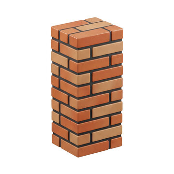 3D render of a brick column with alternating colors
