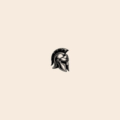 Fototapeta premium Ancient Spartan helmet vector illustration, metallic Greek warrior headgear icon, vintage gladiator armor mascot for sports branding and gaming logos
