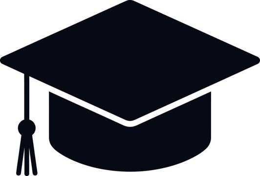 Graduation mortarboard cap black icon vector with graduation