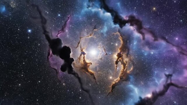 Flight through deep space nebula b with colorful visuals and clear details in loopable format