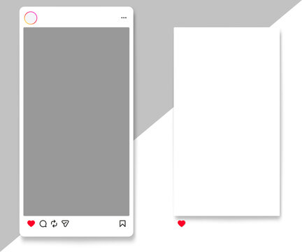 Minimal Social Media Post Frame Mockup UI. Instagram social post frame mockup with like, comment share repost save icons for feed previews, content presentation, UI showcases, and mobile layouts.