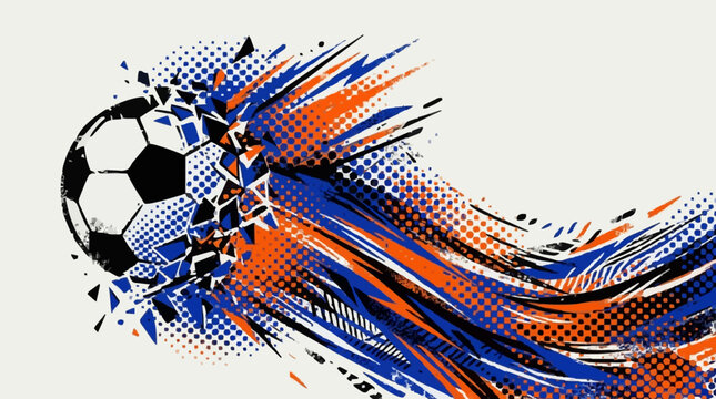 Abstract Retro Halftone Dot Football Wave Graphic Pattern Design