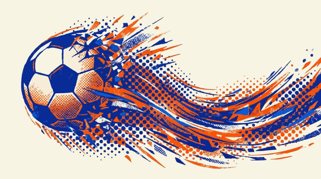 Abstract Retro Halftone Dot Football Wave Graphic Pattern Design