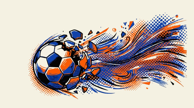 Abstract Retro Halftone Dot Football Wave Graphic Pattern Design