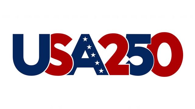 USA 250th Independence day text animation with alpha channel. United States national holiday. Motion design