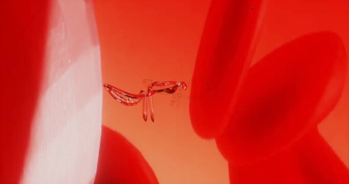 Red medical background symbolizing Ebola virus emergence infection in human and pandemic Risk 3D render animation