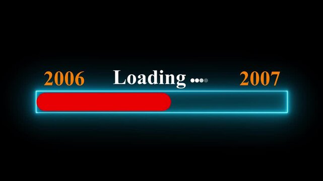 New year 2005 loading bar animation Year changing from 2004 to 2005. Motion graphics of year change concept with black background.4k video.