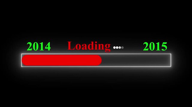 New year 2015 loading bar animation Year changing from 2014 to 2015. Motion graphics of year change concept with black background. 4k video.