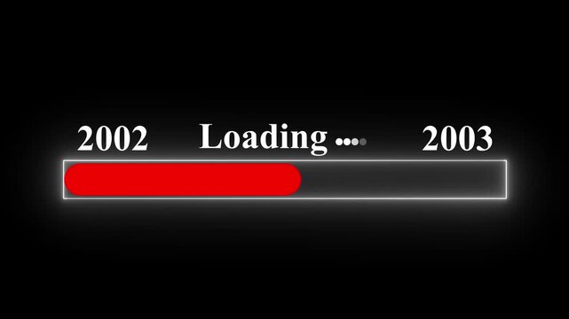 New year 2003 loading bar animation Year changing from 2002 to 2003. Motion graphics of year change concept with black background.