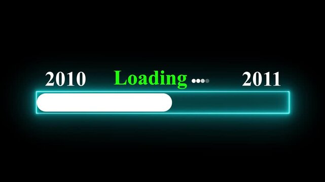 New year 2011 loading bar animation Year changing from 2010 to 2011. Motion graphics of year change concept with black background.