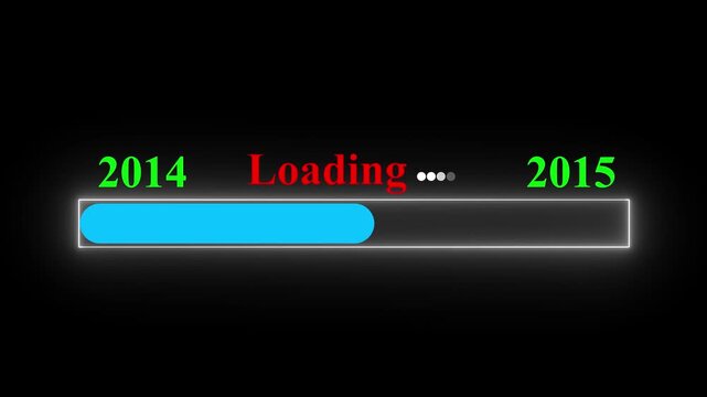 New year 2015 loading bar animation Year changing from 2014 to 2015. Motion graphics of year change concept with black background.