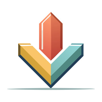 3D downward arrow icon with colorful segments