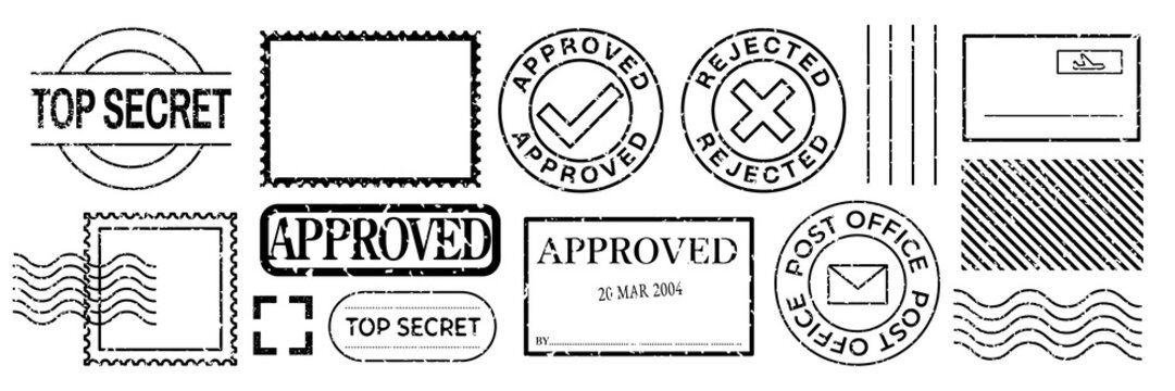 PNG Vintage stamp designs collection , set on transparent background