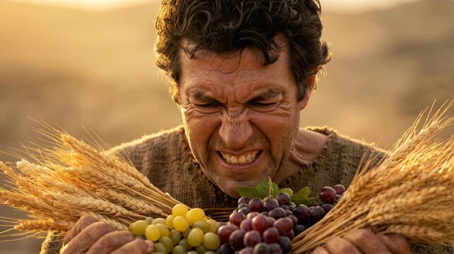 Cain Offering Crops from the Ground as a Sacrifice to God