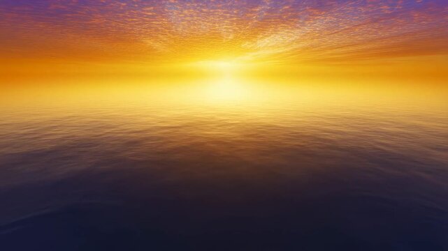 Golden sunset over tranquil ocean horizon with stunning light reflections