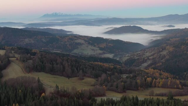 Wierchomla, Małopolska, Poland, jesień widok z powietrza,
